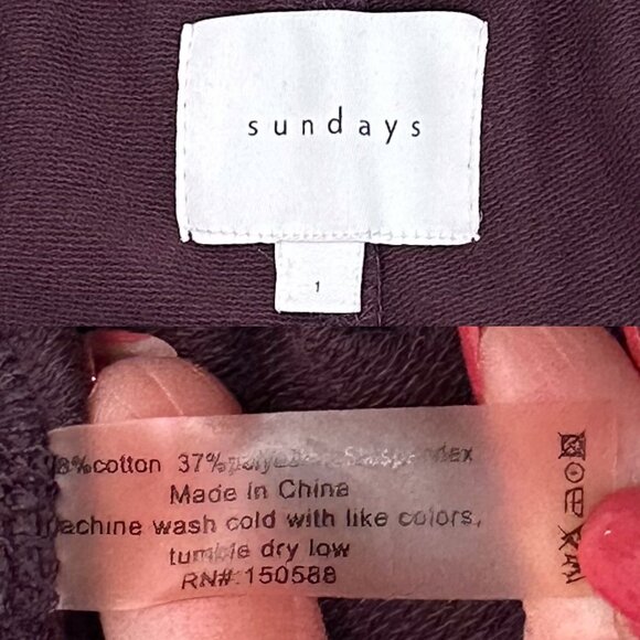 Sundays Mid-Rise Brynn Boxer Button Detail Relaxed Jogger Pants in Berry Size 1 - Picture 4 of 15